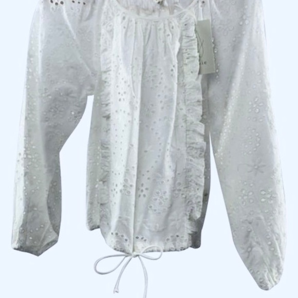 💲SALE💲Additional 10% OFF! NWT Joie White Eyelet Tie Waist Blouse Sz M - Picture 7 of 7